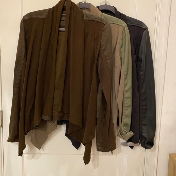 Blank NYC Leather & Knit Drape-Front Jacket - Picture 4 of 5